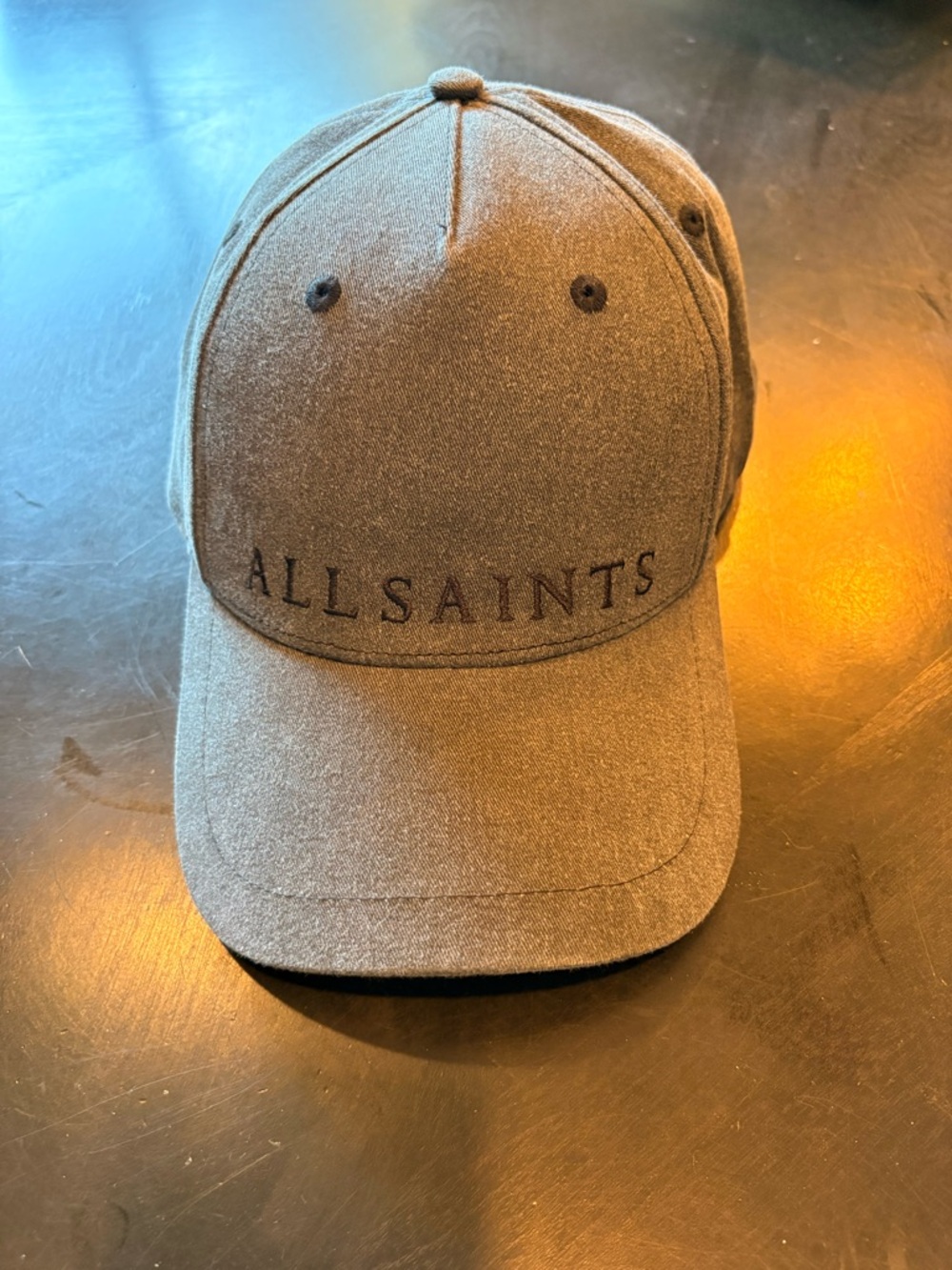 AllSaints Embroidered Logo Baseball Cap in Gray